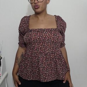 Floral Puff Sleeve Top